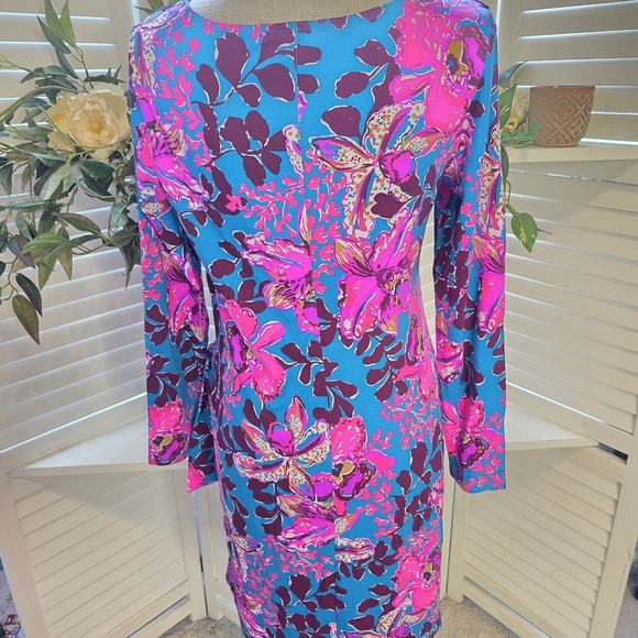 Lilly Pulitzer Vibrant Pink and Blue Floral Dress MED 1374 - Picture 4 of 5